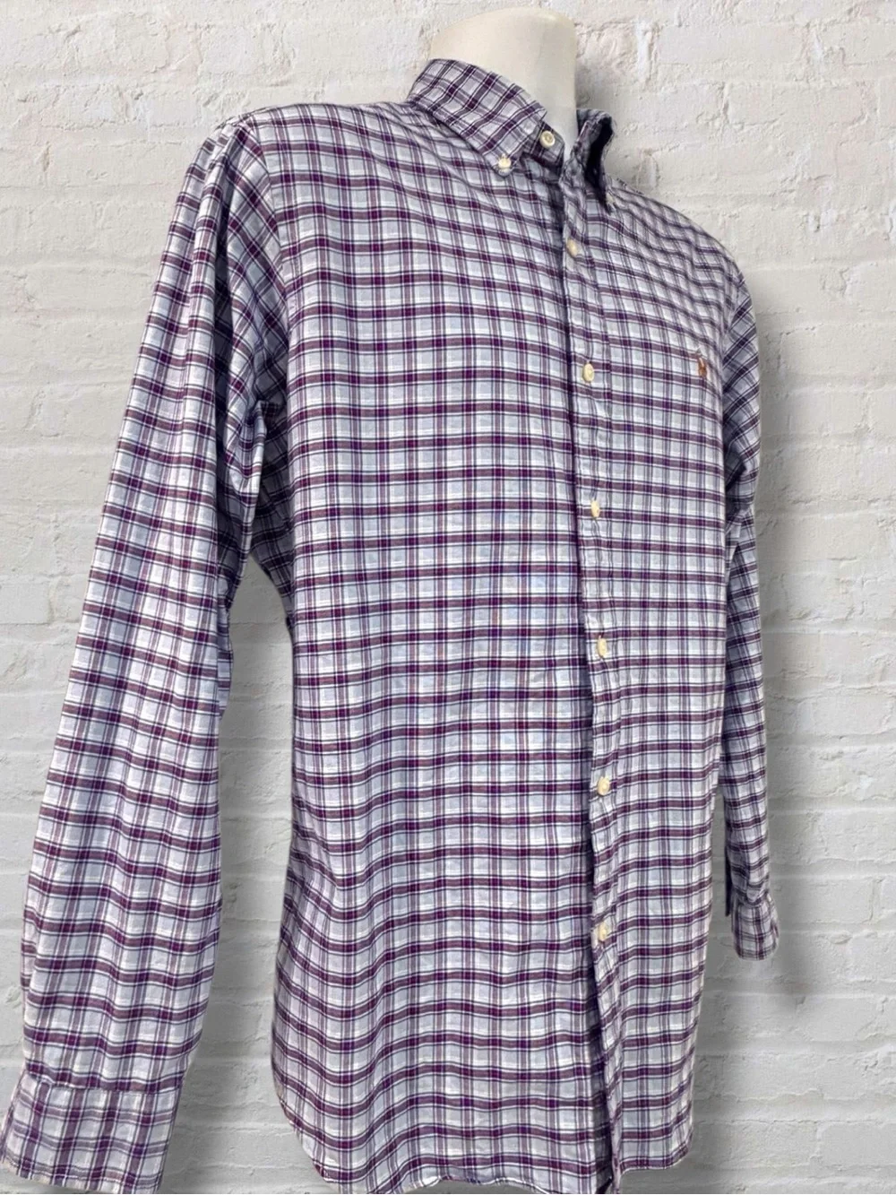 Polo Ralph Lauren Purple Plaid Button Down Shirt Multicolor Pony Classic Mens
